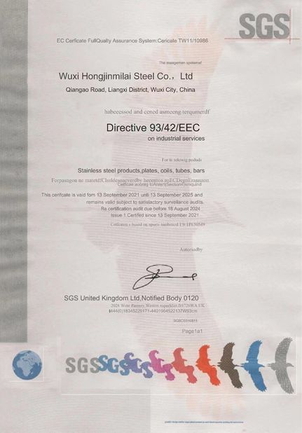 China WUXI HONGJINMILAI STEEL CO.,LTD certification