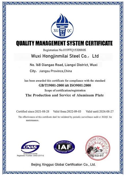 China WUXI HONGJINMILAI STEEL CO.,LTD certification